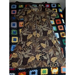 Vintage Sharon Anthony Outfit Boho Shirt & Skirt 2 Piece Size 16W Brown Leaves
